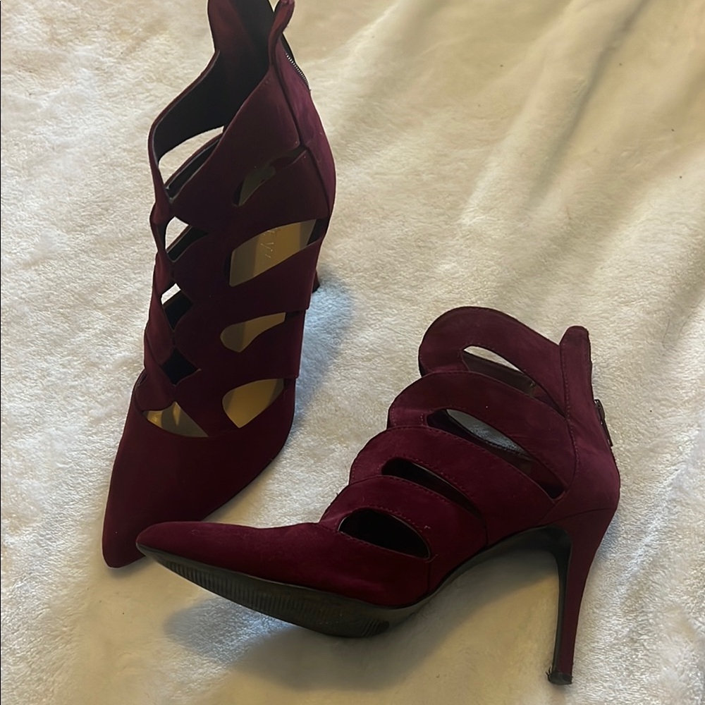 Nine West Suede Burgundy Heels